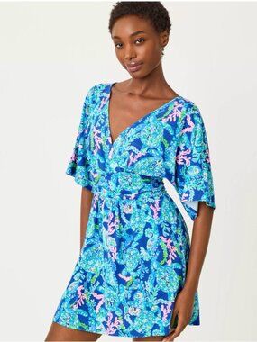 NWT Lilly Pulitzer Parigi Skort Romper “Corsica Blue Turtle Villa” Size XS
